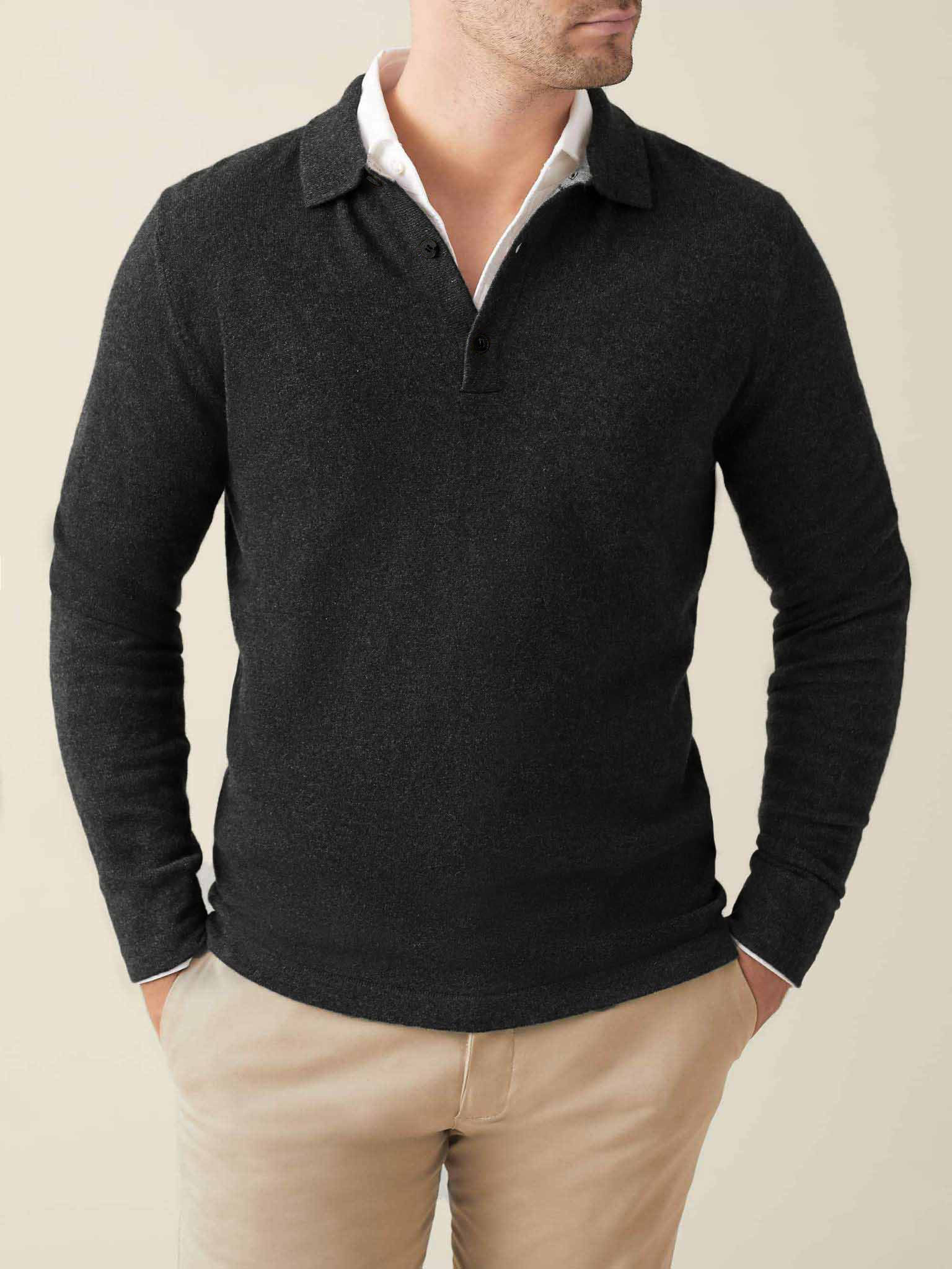 Luca Faloni Cashmere (2-ply) Polo Sweater In Gray