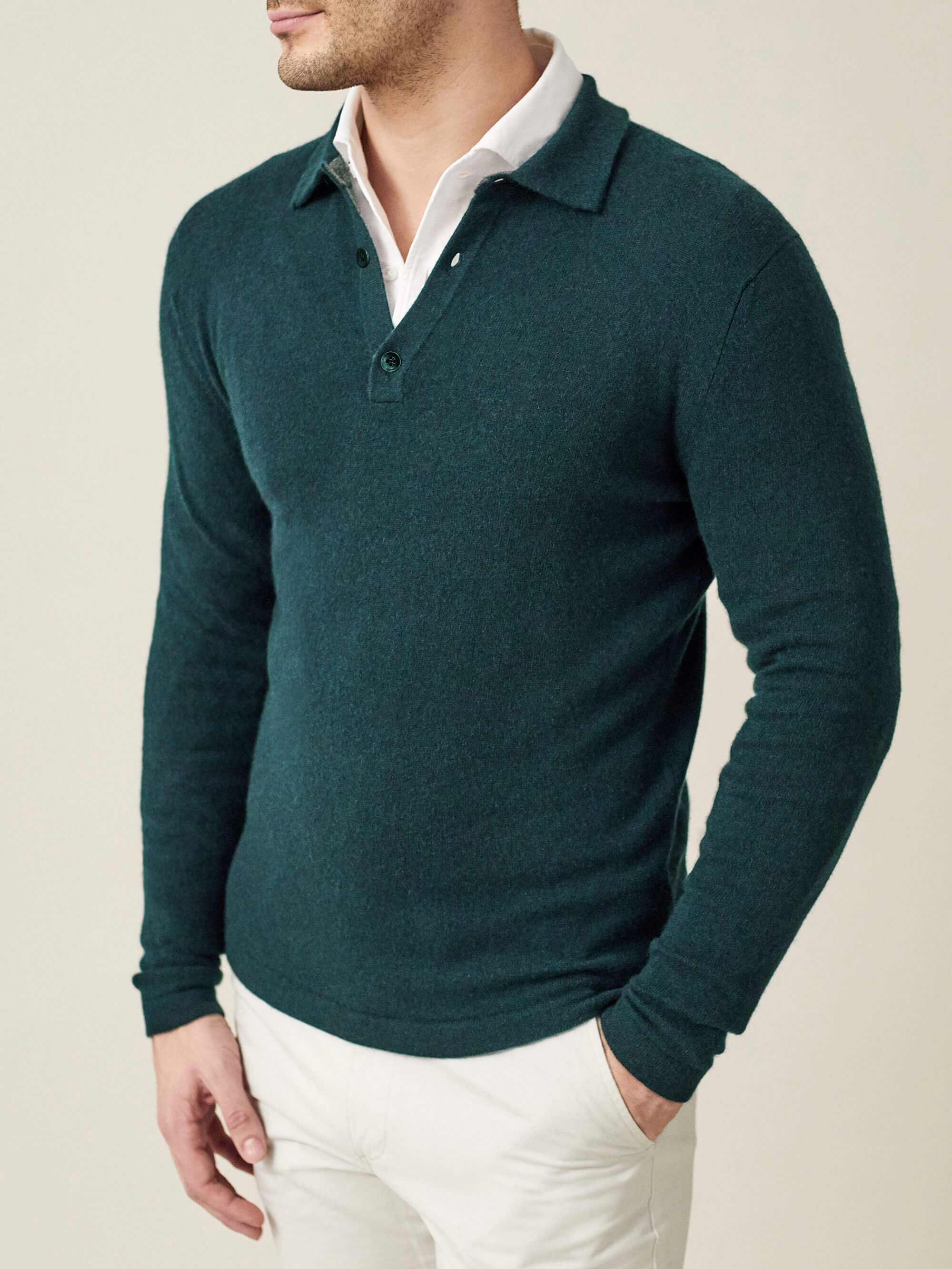 Luca Faloni Cashmere (2-ply) Polo Sweater In Green
