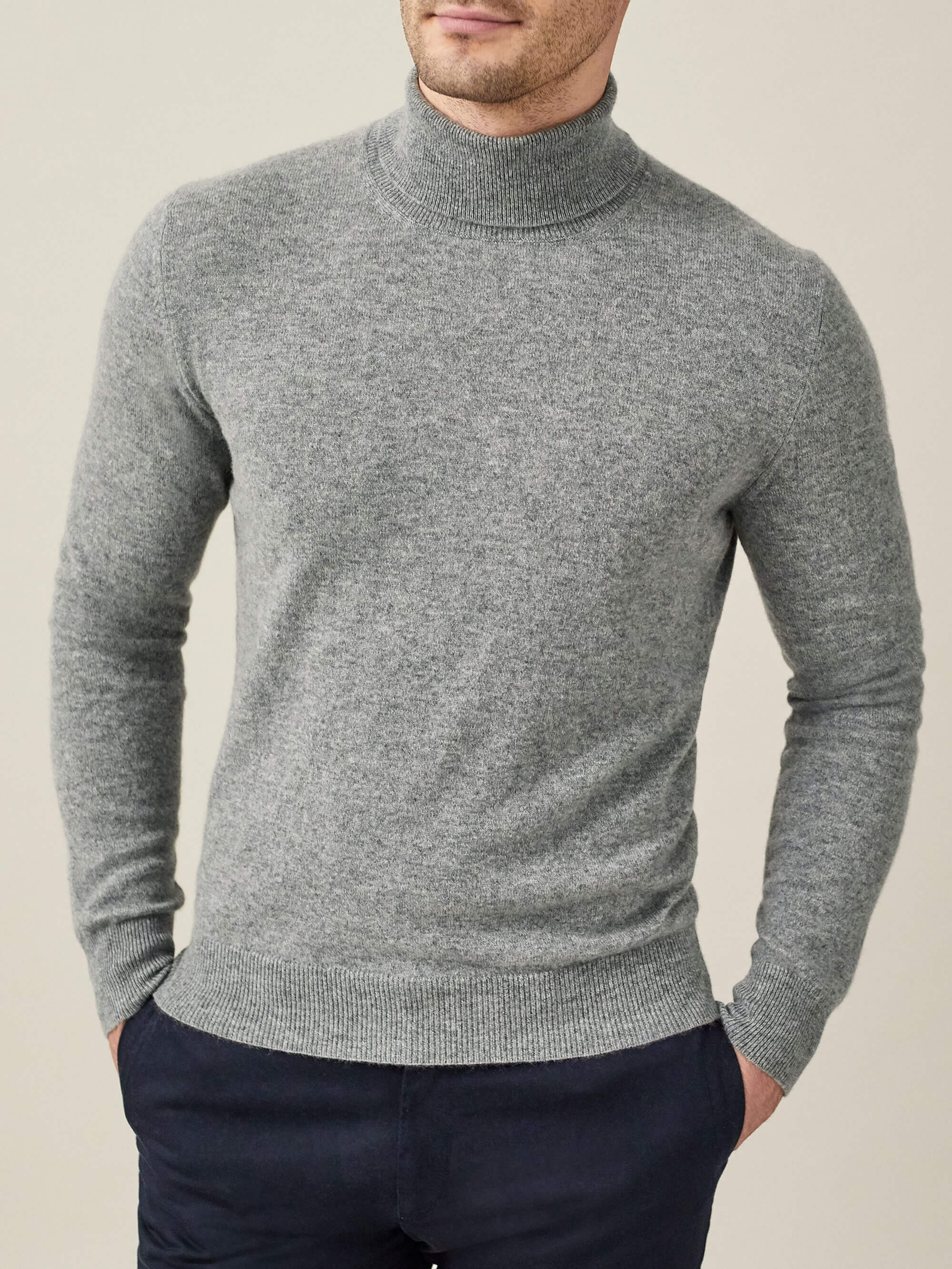 Luca Faloni Dolomiti Grey Pure Cashmere Roll Neck In Dolomiti Grey