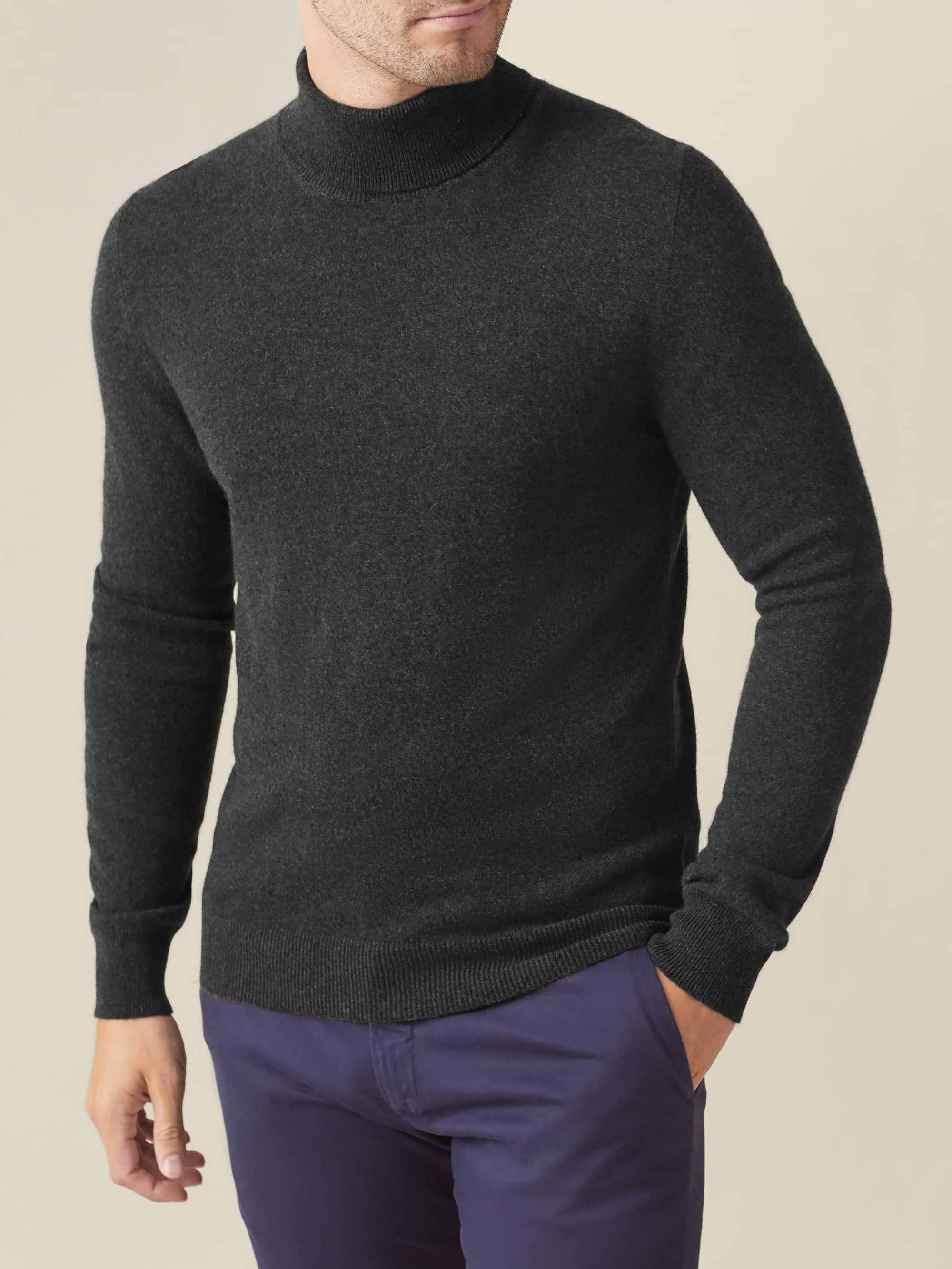 Luca Faloni Roll Neck Jumper In Charcoal Grey