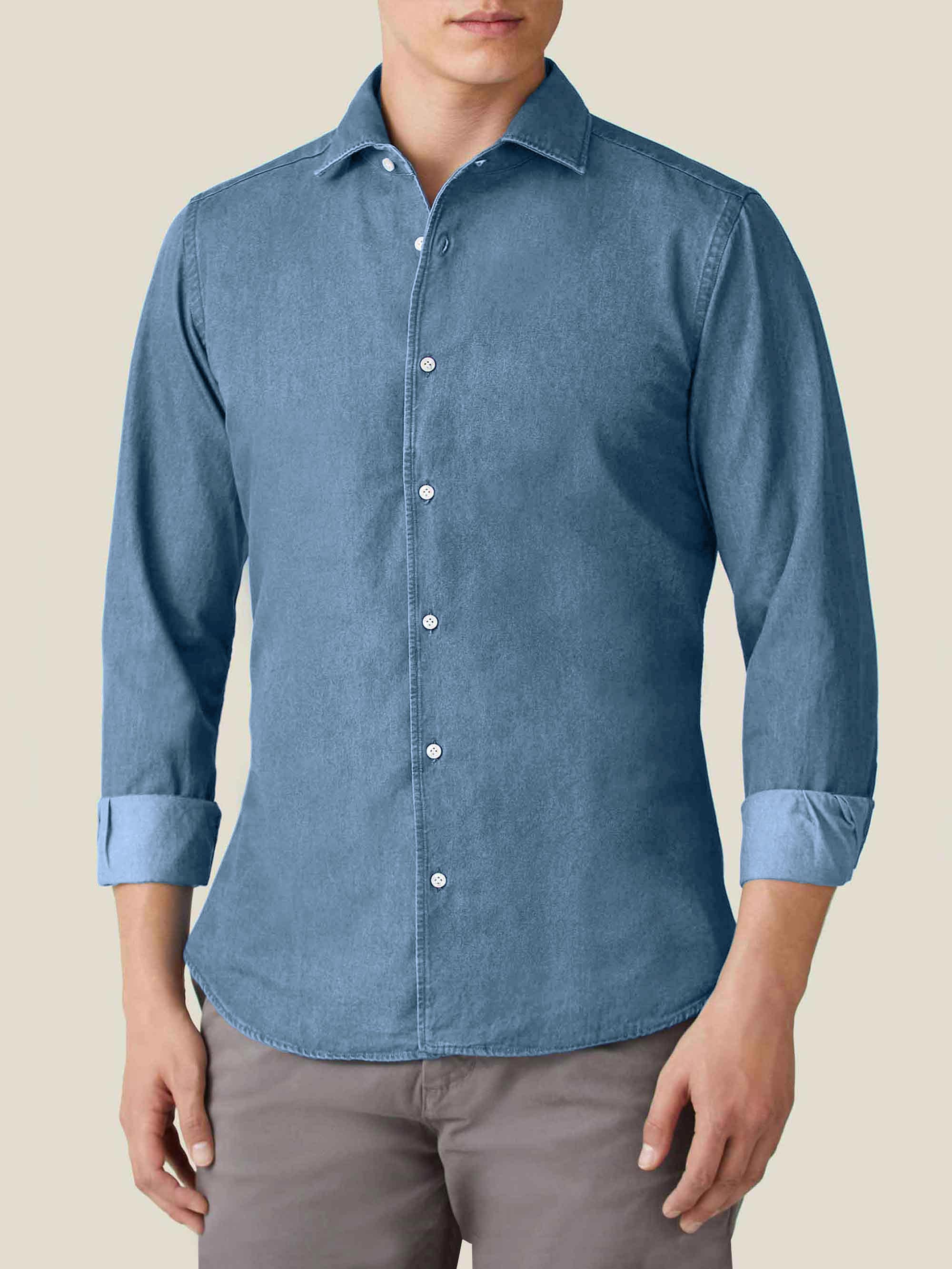 Luca Faloni Denim Classic Shirt In Blue