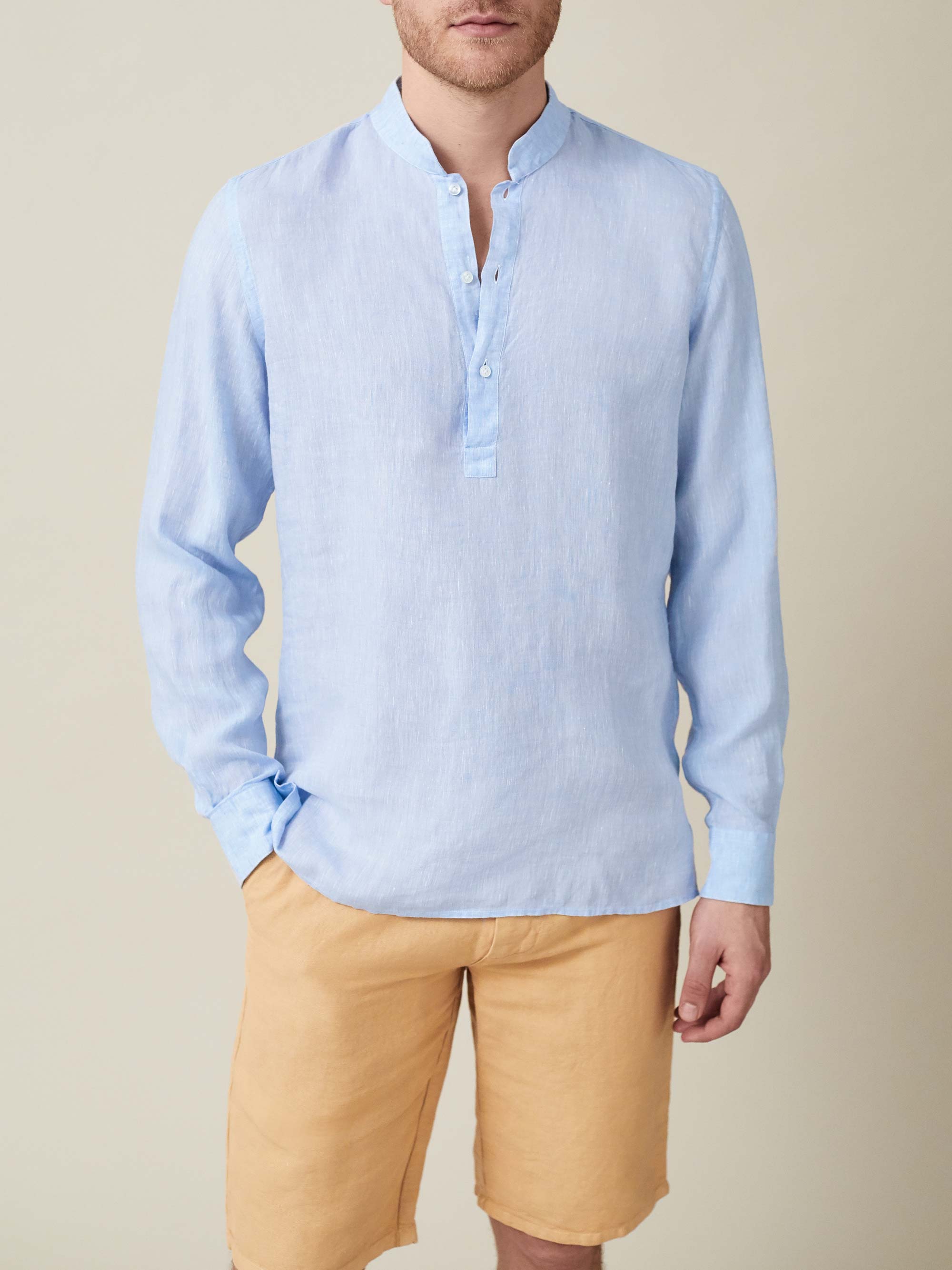 Luca Faloni Linen Forte Shirt In Sky Blue