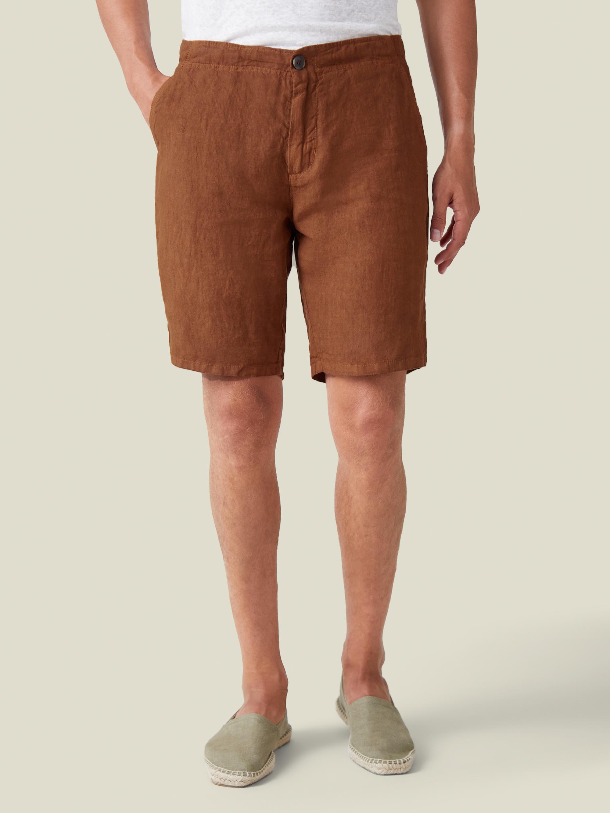 Luca Faloni Linen Bermuda Shorts In Cinnamon