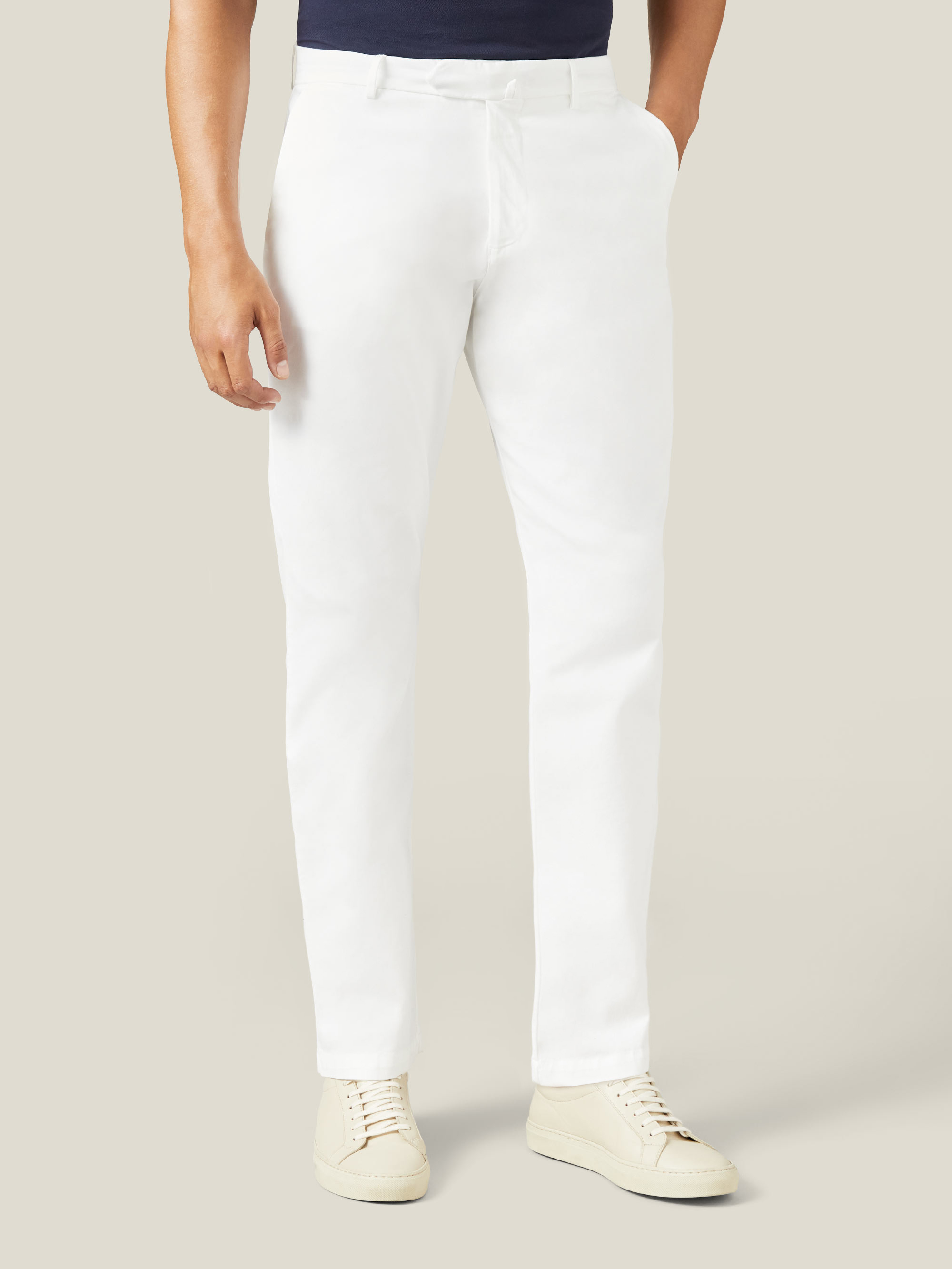 Luca Faloni Whipcord Cotton Lightweight Chinos In White
