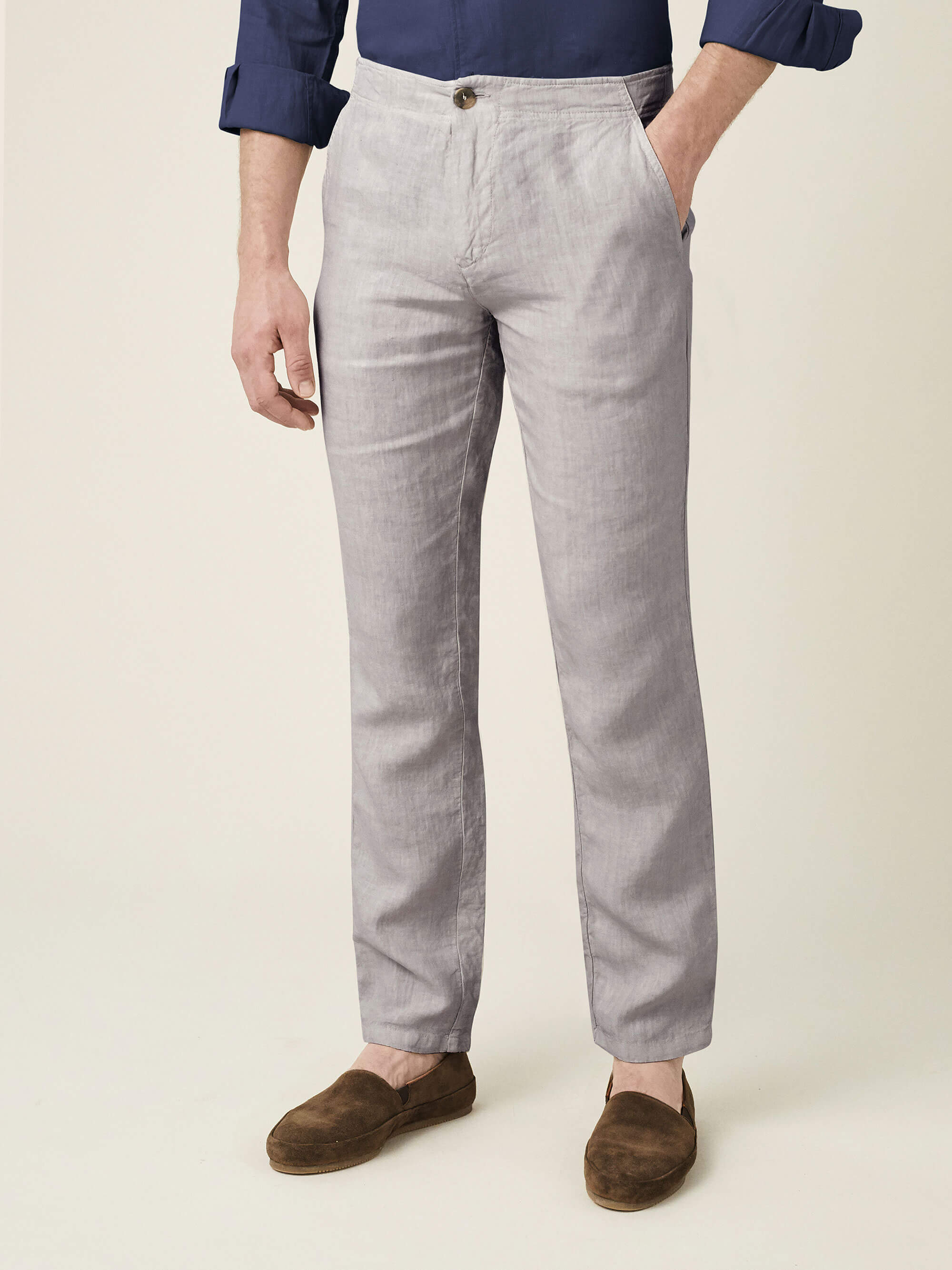 Luca Faloni Light Grey Lipari Linen Trousers In Light Grey