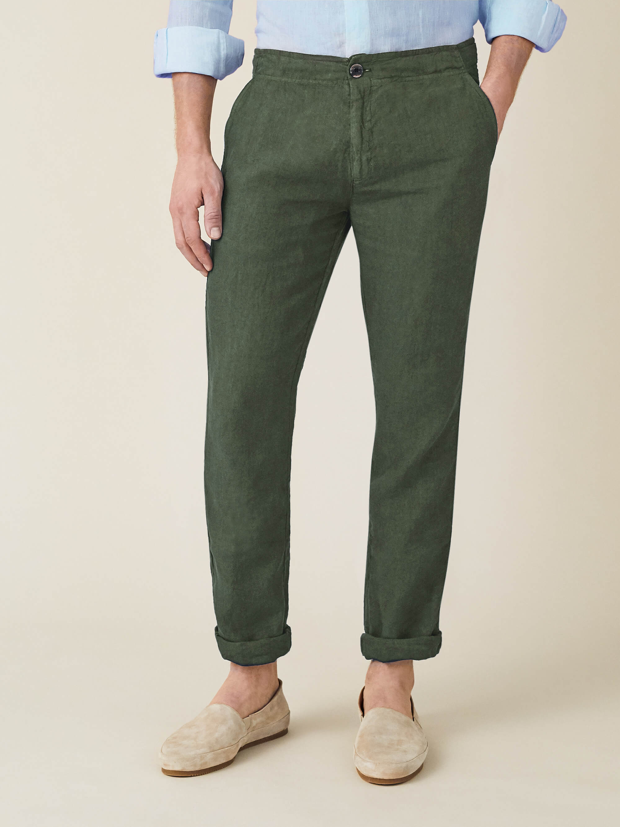 Luca Faloni Lipari Trousers In Khaki Green
