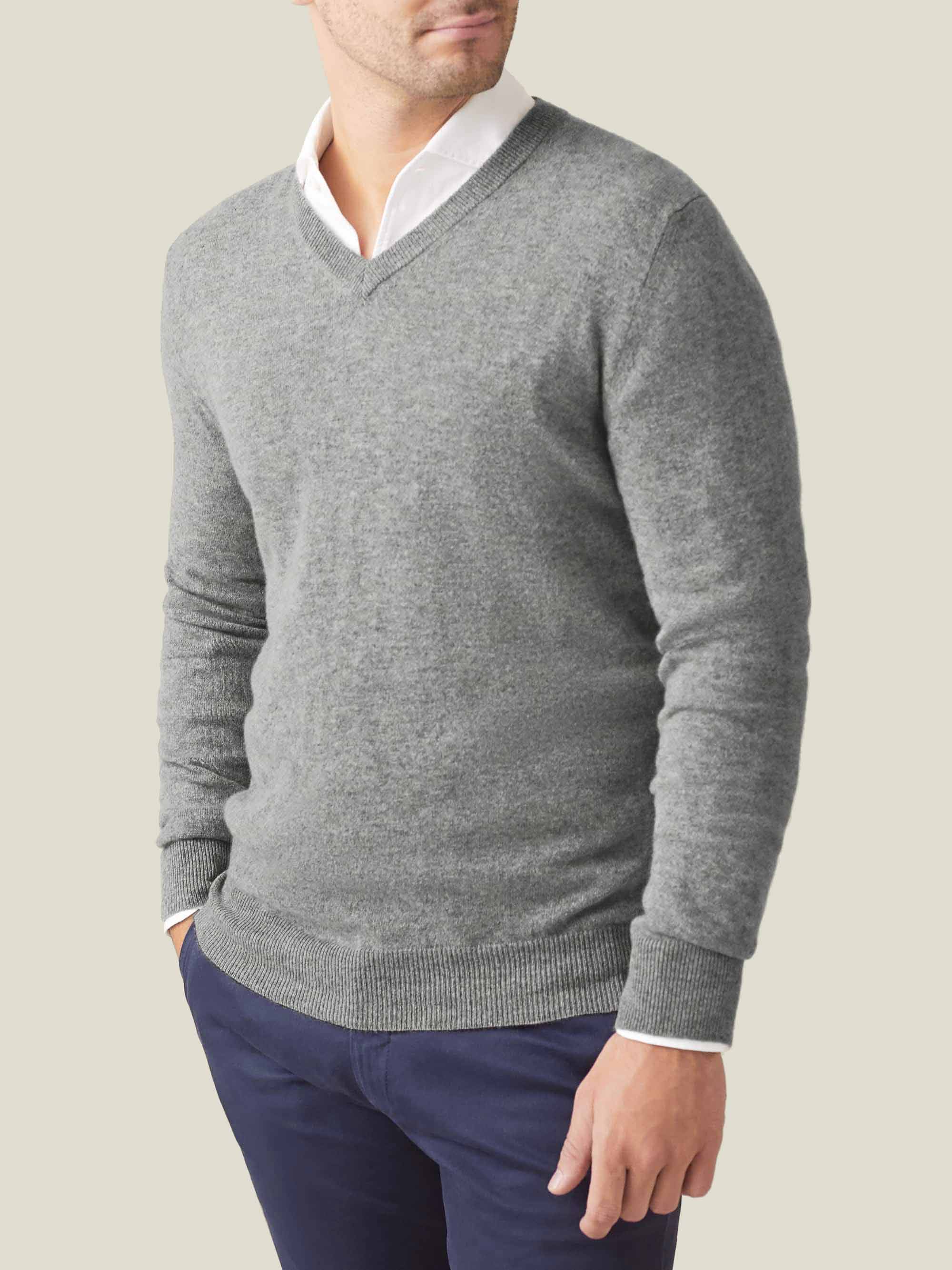 Luca Faloni V-neck Jumper In Dolomiti Grey Melange