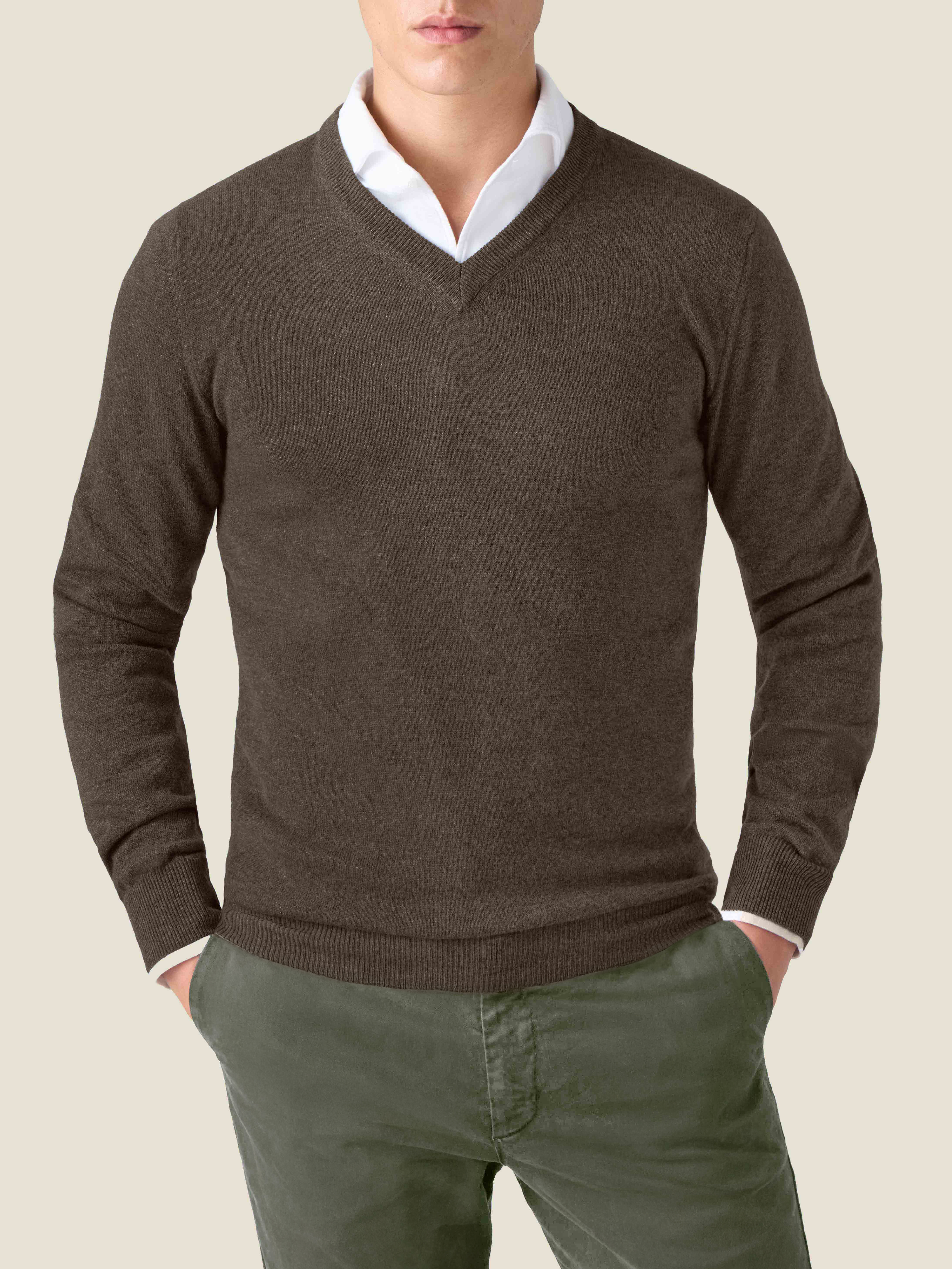 Luca Faloni V Neck In Chocolate Brown