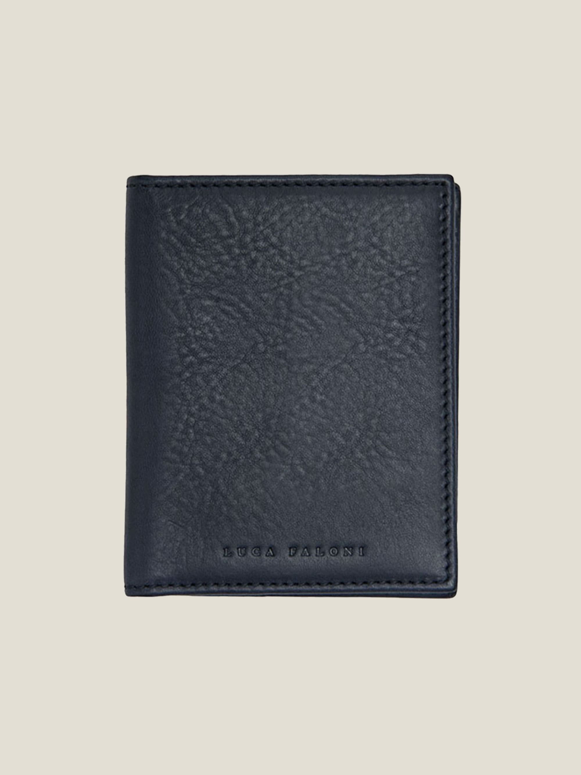 Luca Faloni Leather Bifold Cardholder In Blue