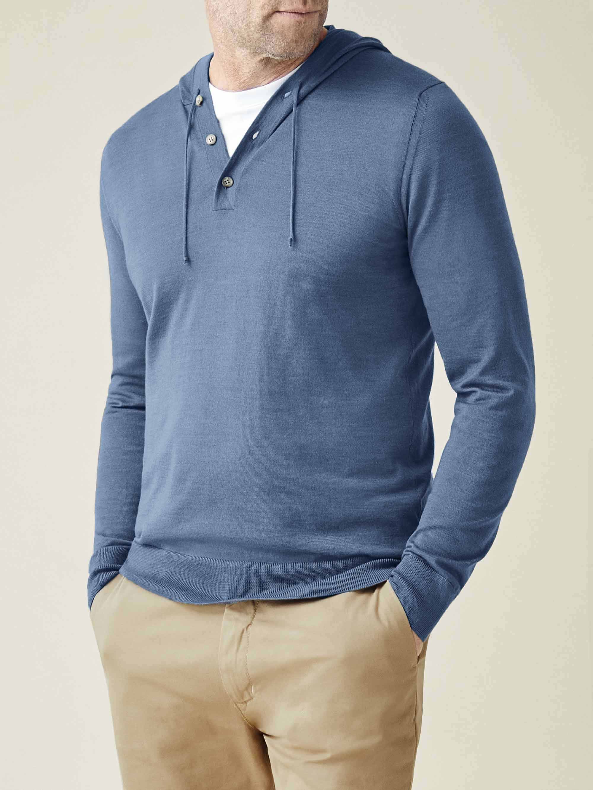 Luca Faloni Azure Fine Silk-cashmere Hoodie In Azure