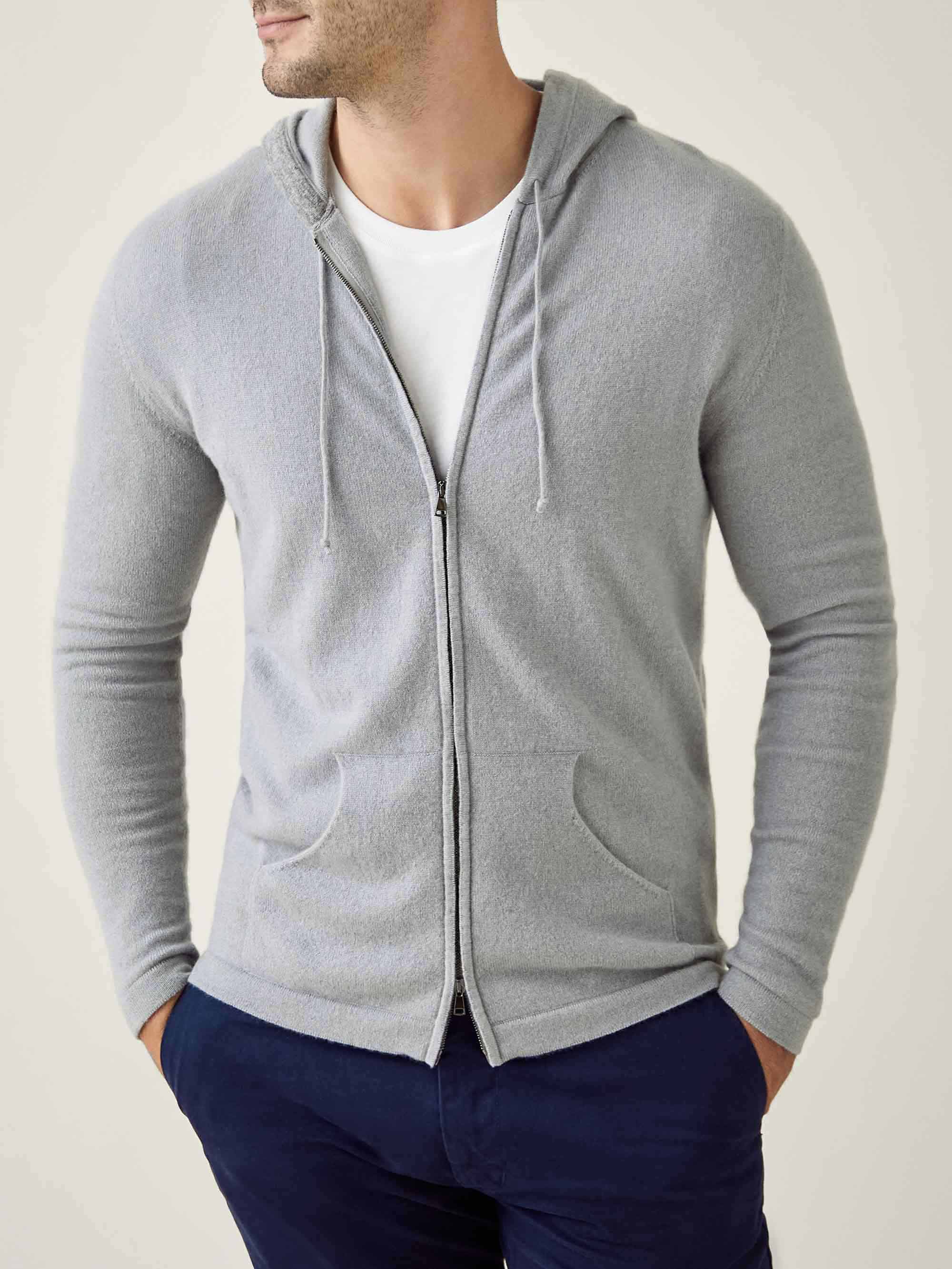 Luca Faloni Full Zip Hoodie Jumper In Misty Grey