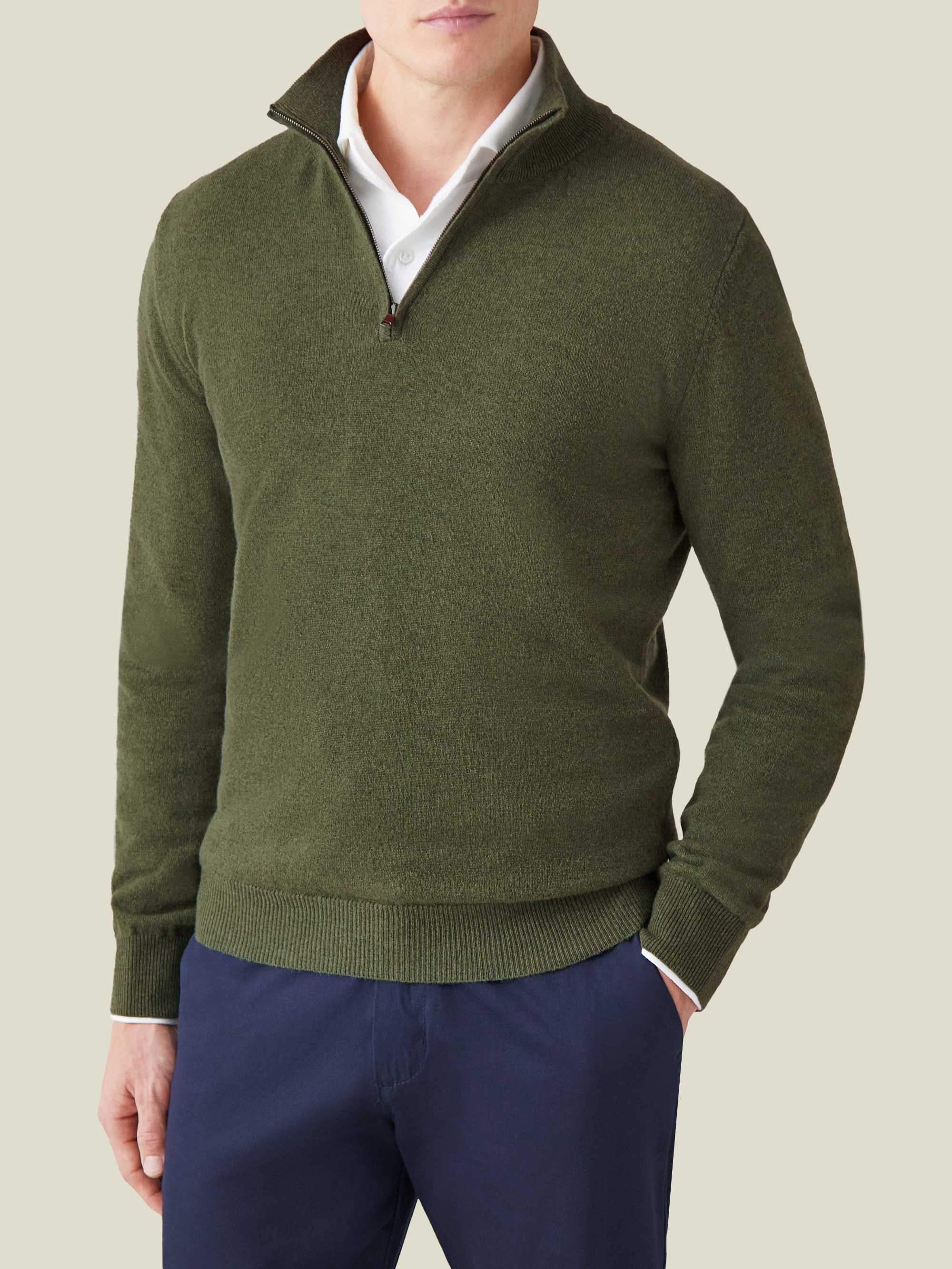 Luca Faloni Quarter-zip Jumper In Hunting Green