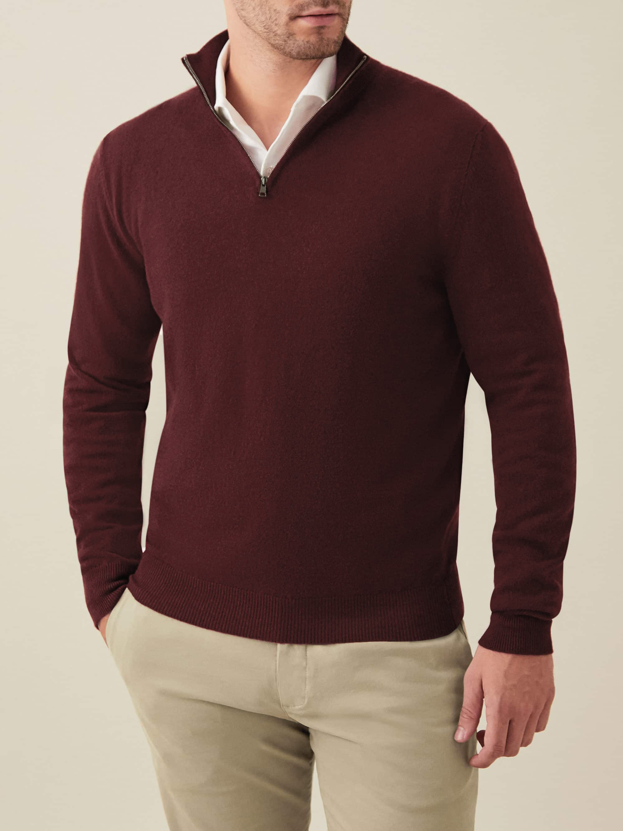Luca Faloni Quarter-zip Jumper In Lava Red