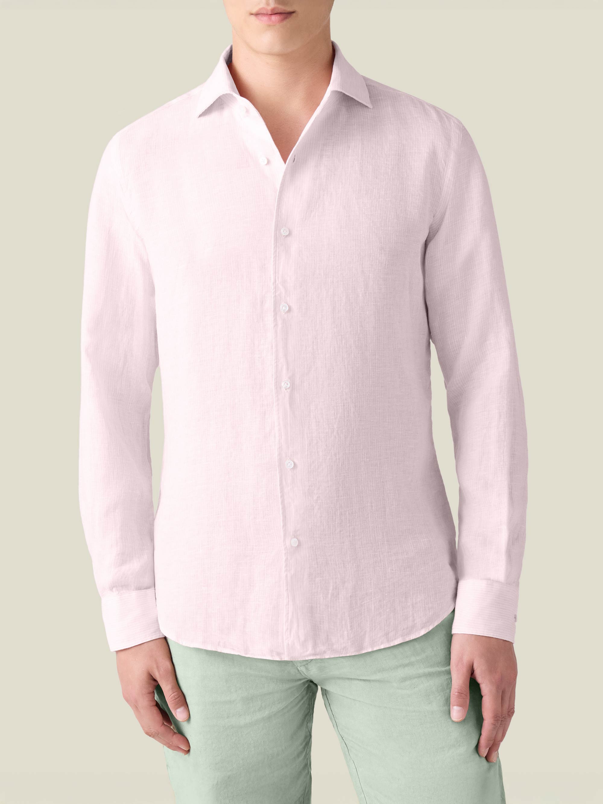 Luca Faloni Linen Portofino Shirt In Pink